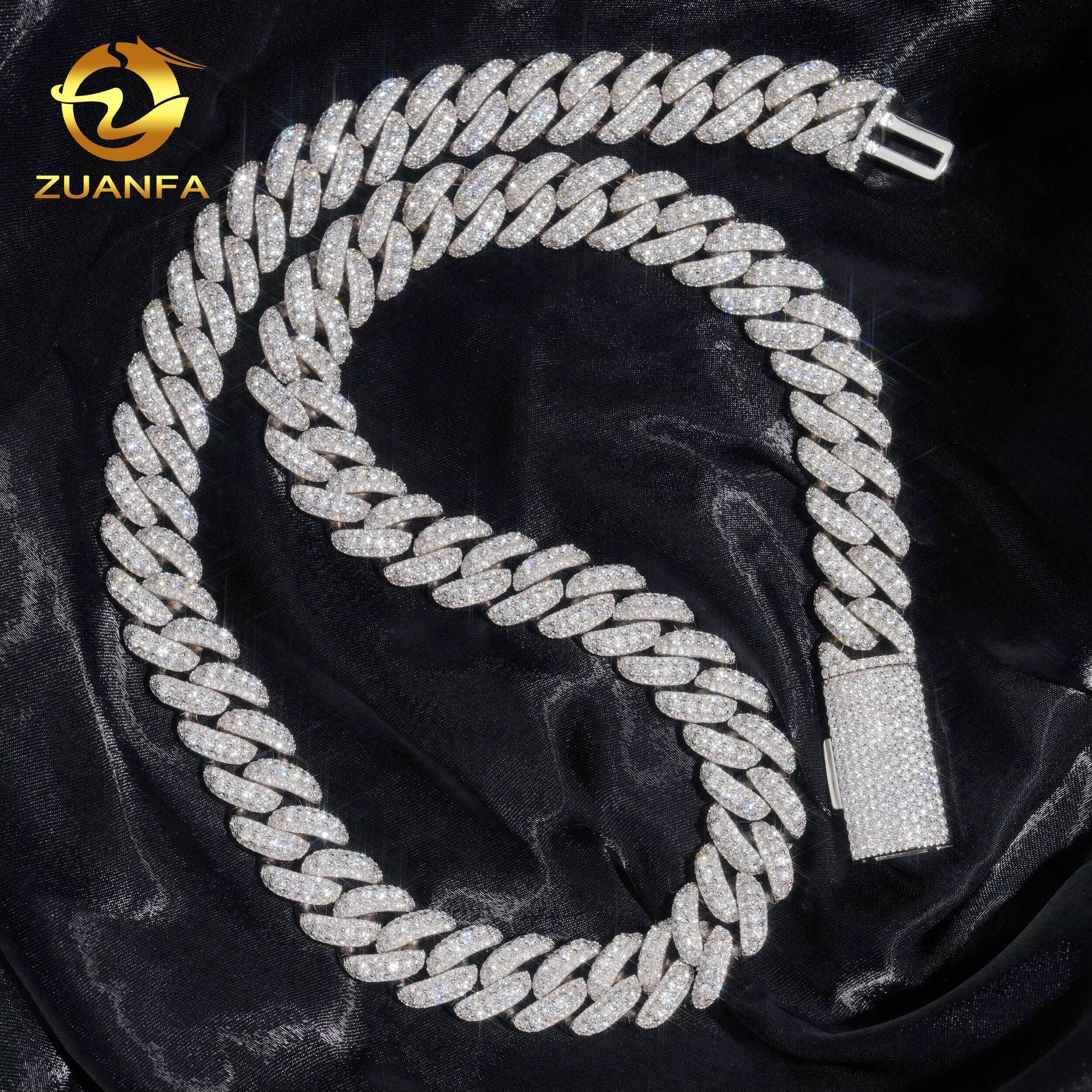 VVS Diamonds Custom Necklace Hip Hop Jewelry 925 Sterling Silver 12mm 16mm Iced Out Moissanite Cuban Link Chain