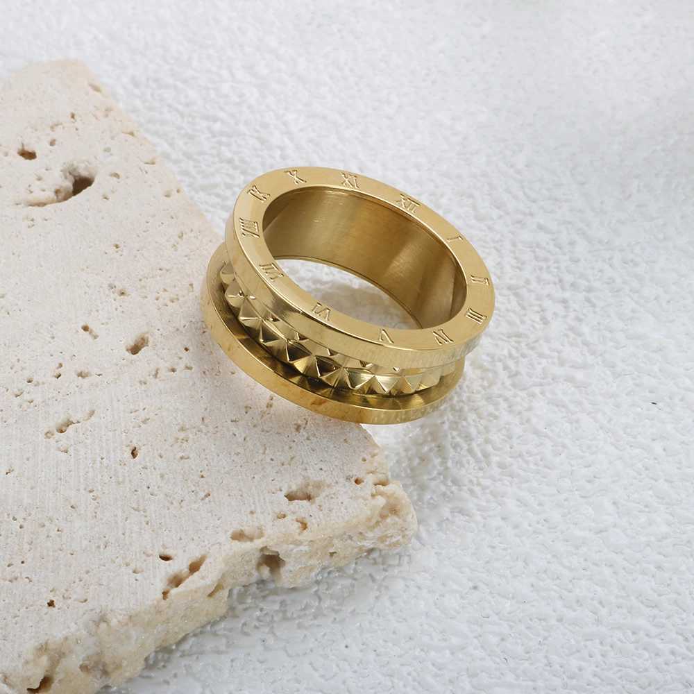 Stainl Steel Ran Numerals Ring for Men Wen Tren Pointy Rivet Triangle Hand Rings Gold Color Waterproof Delivery Jewelry S250905