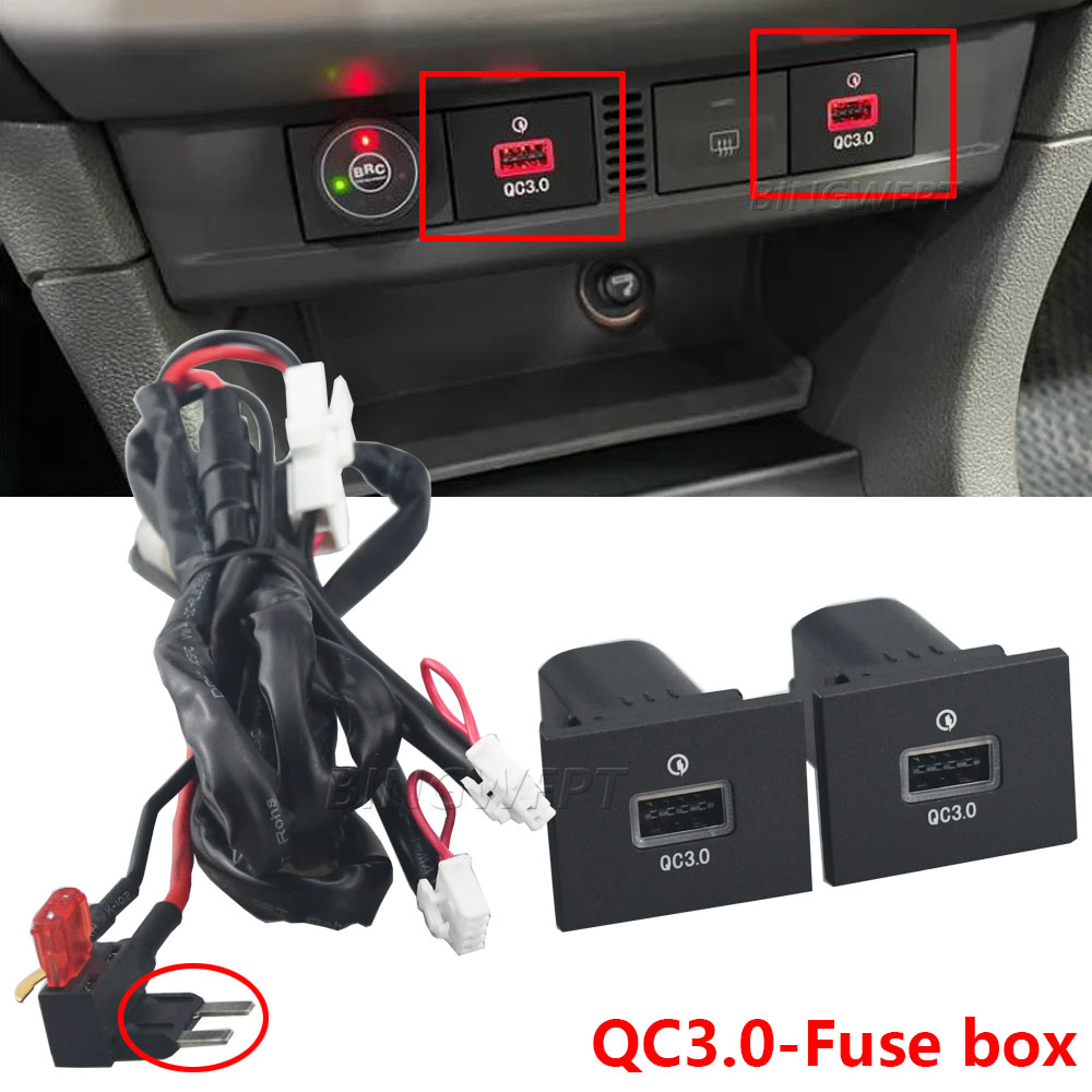 1pair USB Charger Socket Fast Charge Adapter QC3.0 Type-C PD Power Outlet Switch for Ford Focus 2 mk2 2009 2010 2011 Car Accessories