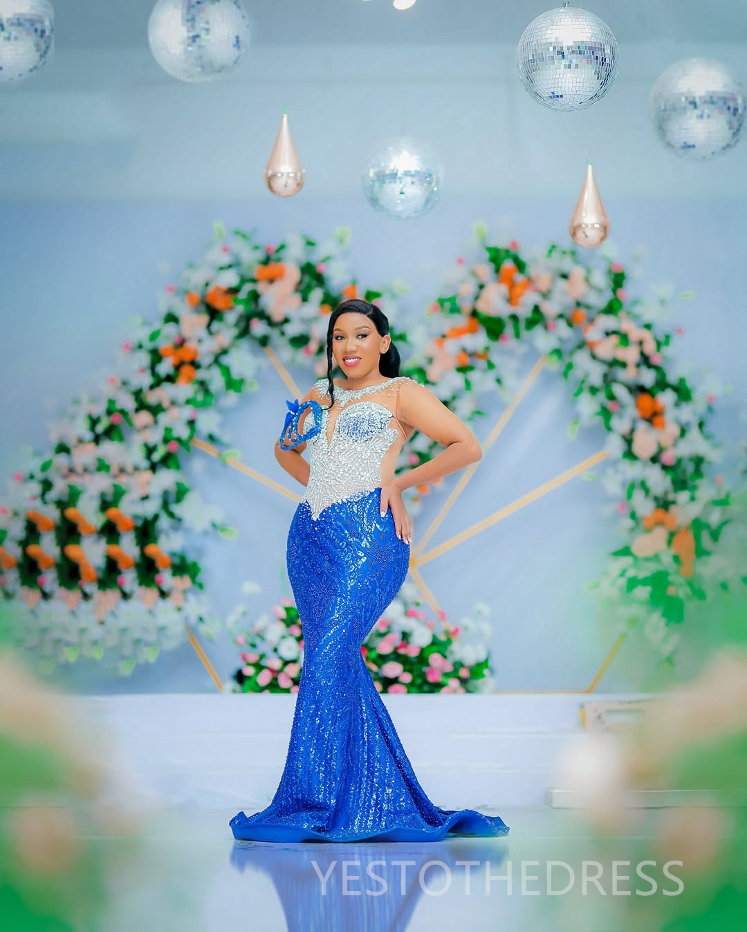 Plus Size Royal Blue Prom Dress 2025 Evening Dresses Elegant Dresses For Special Occasions Illusion Bead Lace Sheer Neck Birthday Dress Second Recepti