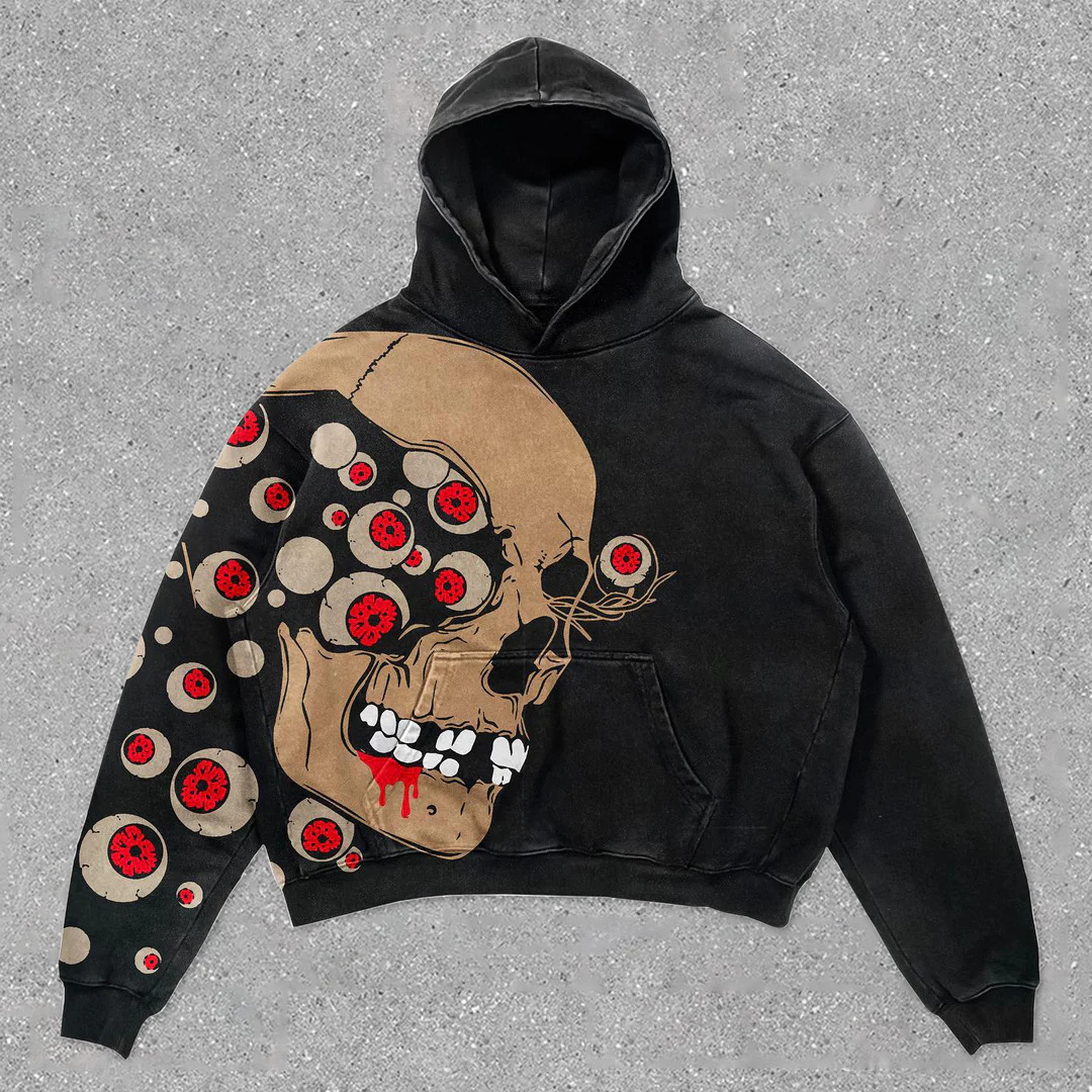 Mens Designer Hoodies Y2K black skull pattern 3D-printed pattern trendy Fashion Autumn Hip-Hop Style Streetwear pullover hoodie