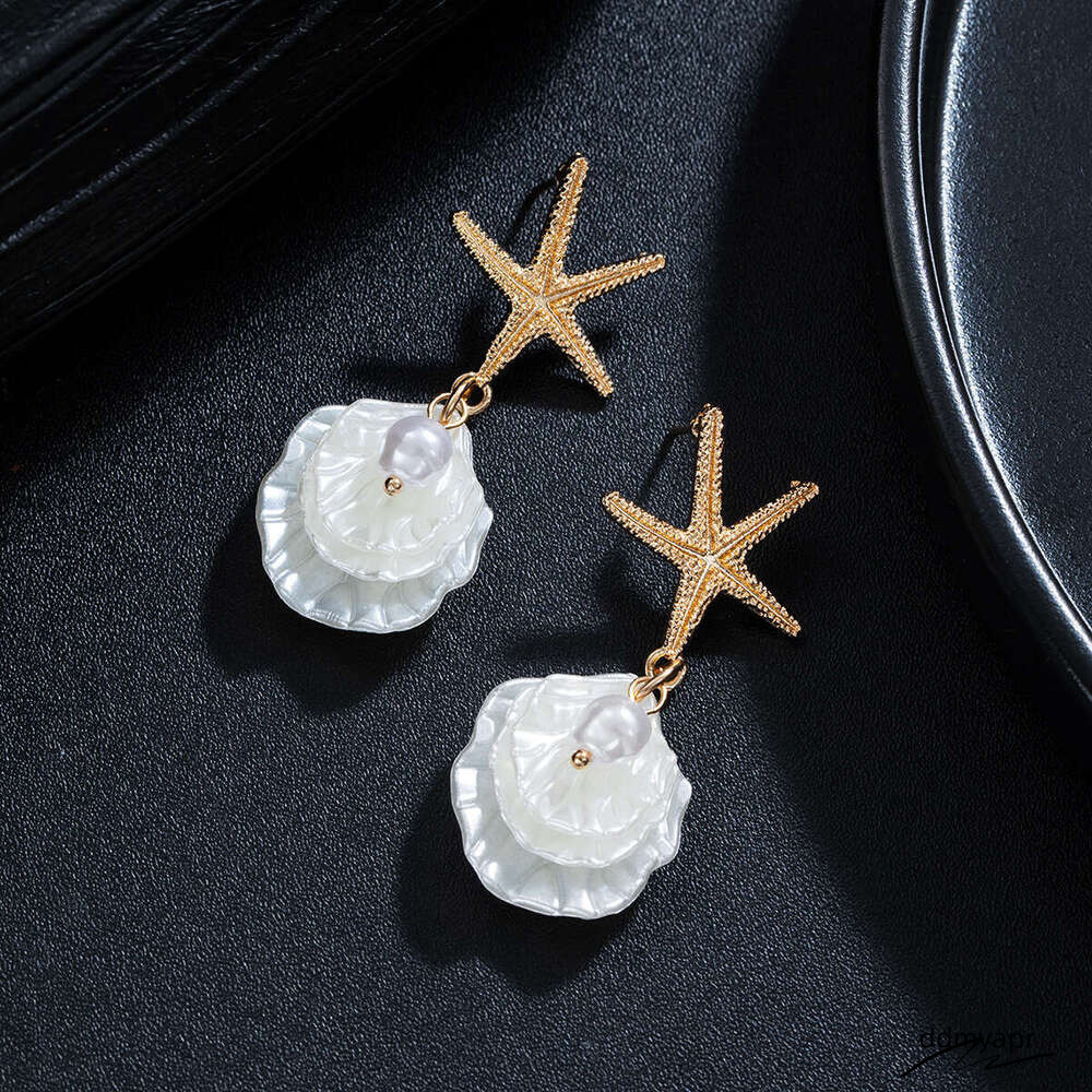 Dhcollections Beach - Starfish & Ddmydec Shell Dangle Earrings With Faux Pearls | Summer Vacation Jewelry For Women (2 Styles) Ddmydec Ddmydec