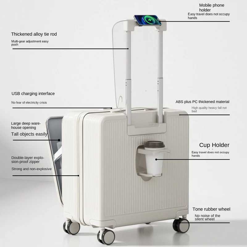 1820 Inch Boarding box Small Side Opening Suitcase Multifunctional Men and Women Portable Trolley Case Z250905