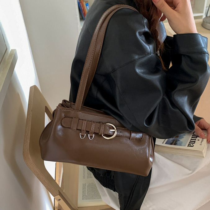 Vintage Handbag Niche Armpit Bag Women s Shoulder Bag Fashionable Autumn New Style Rock Pattern Designer Bag Women s Handbag