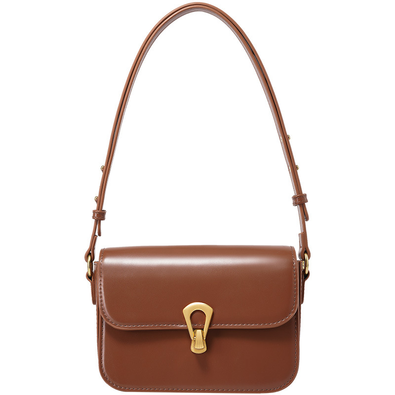 2025 New Women's Design Style Small Square Soft Leather Metal Buckle Commuting Shoulder Crossbody Tofu Bag fashion Designer