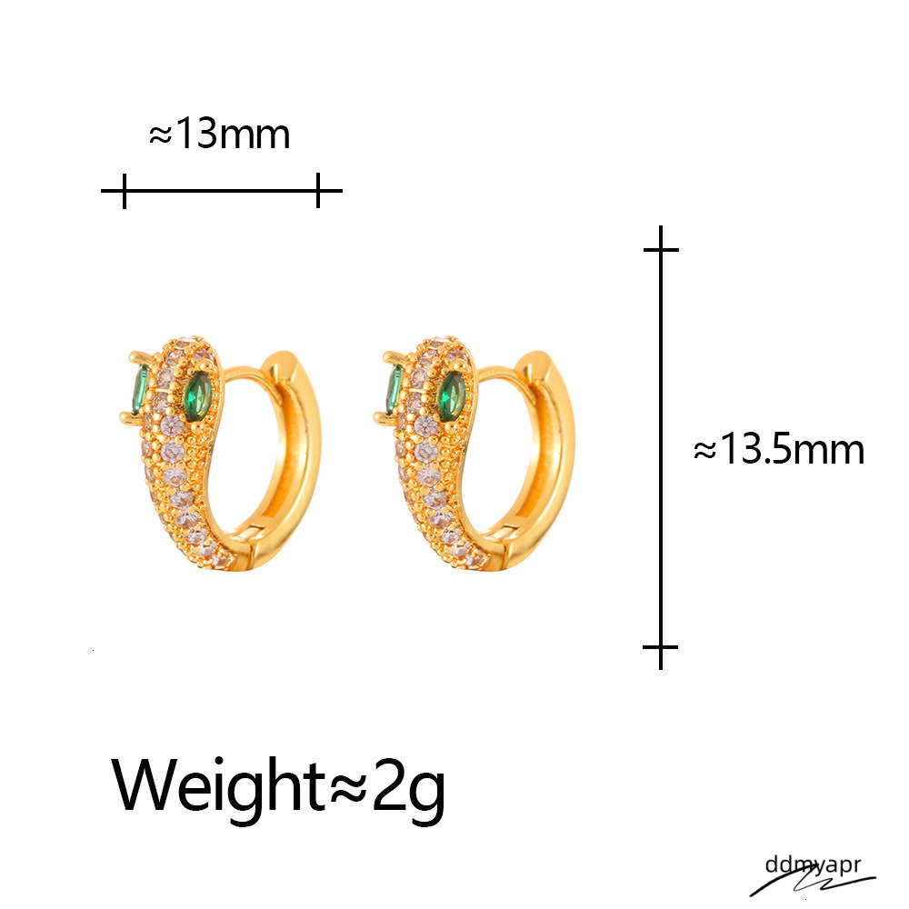 Light Elegant Exquisite Versatile Zircon Green Eye Snake-Shaped ddmyday Fashion High-End Sense Personality Niche Earrings 250710 ddmyday ddmyday ddmyd