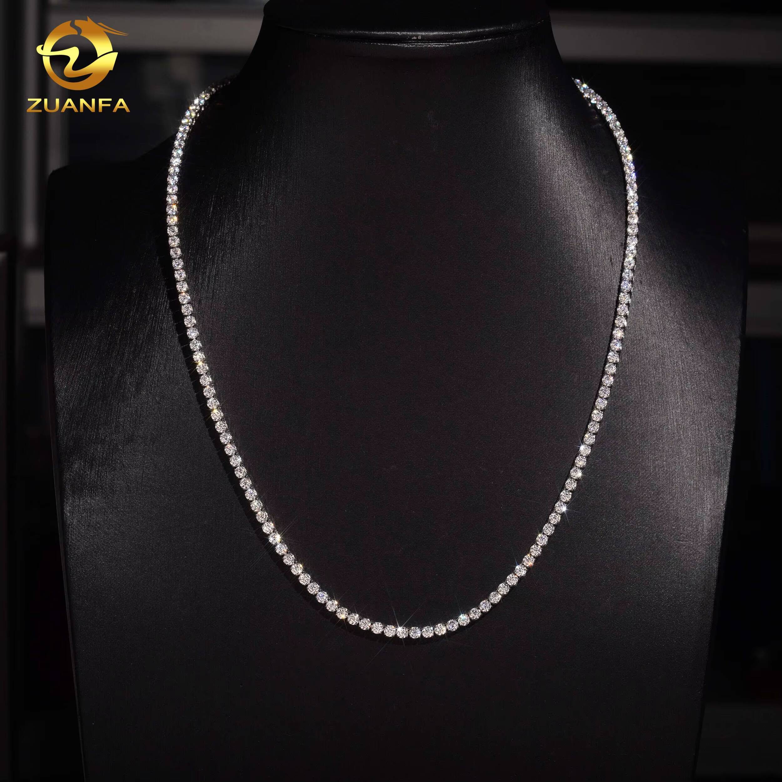 Factory Price 3mm Bracelet Hip Hop Moissanite Jewelry Iced Out Diamond VVS Moissanite Necklace 316L Stainless Steel Tennis Chain