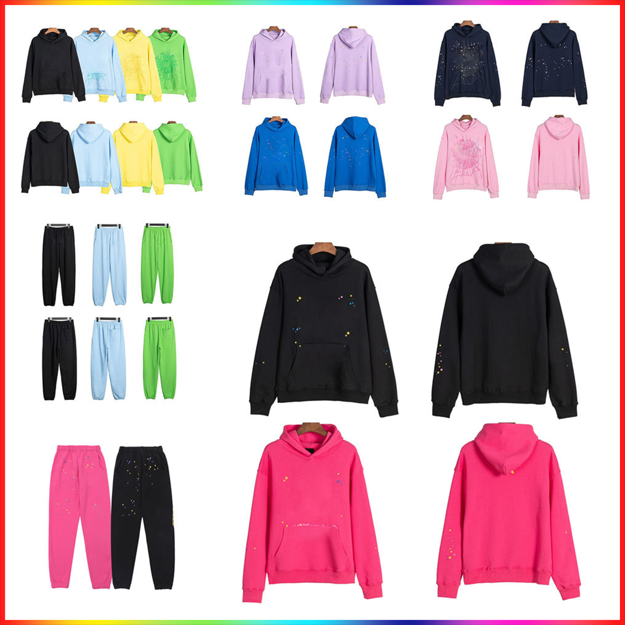 5A 2025 Top quality spider hoodie Luxury Fashion Young Thug spider pants Men Women spider hoodie Net Sweatshirt Designer essential Sweatshirts Pullovers tracksuit