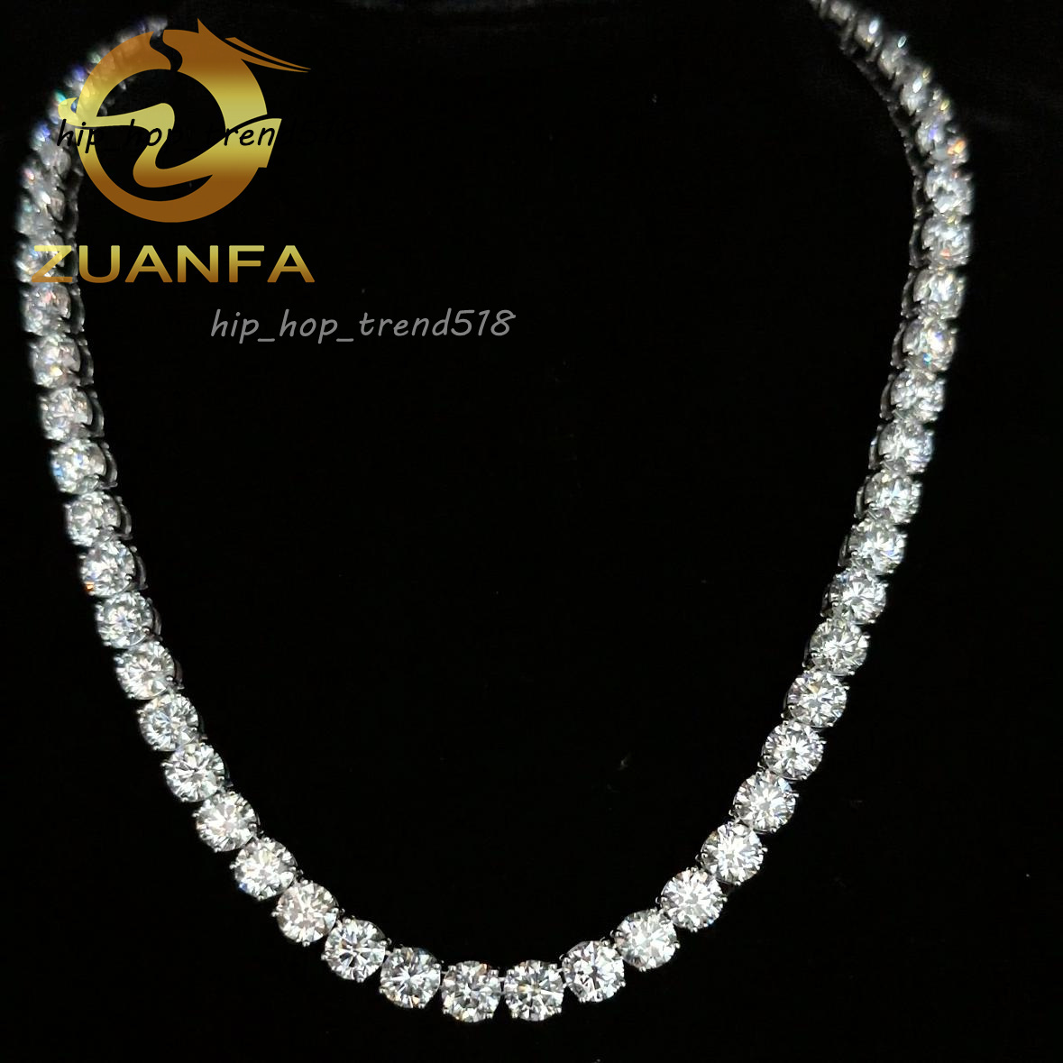 Deluxe 7mm IGI Lab Grown Diamond 925 Silver Tennis Necklace Fashion Hip Hop Jewelry CVD Diamond Tennis Chain