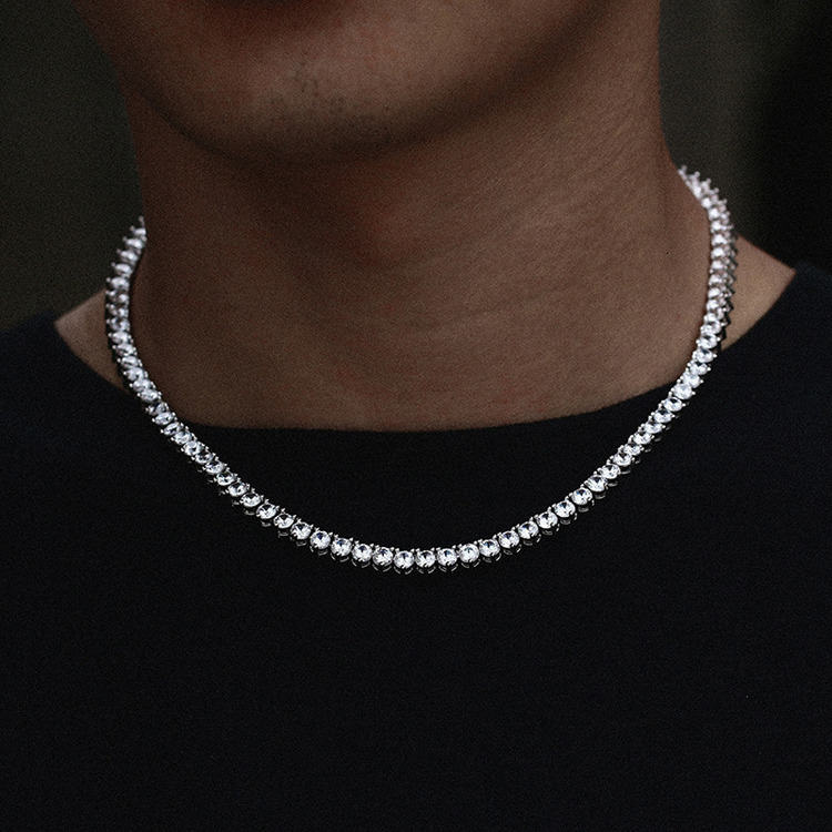 GZYS JEWELRY Custom Moissanite Hip Hop Men Tennis Chain Necklace