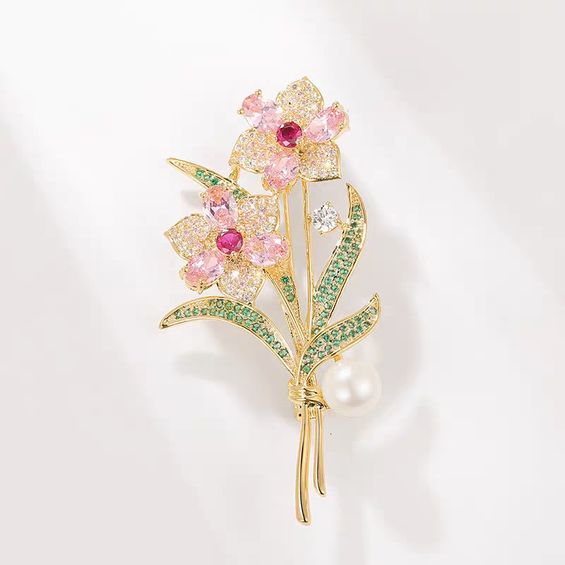 New Chinese-style Diamond-inlaid Rose Brooch For Women Fashion Exquisite And Elegant Temperament Brooch Anti-exposure Suit Accessories