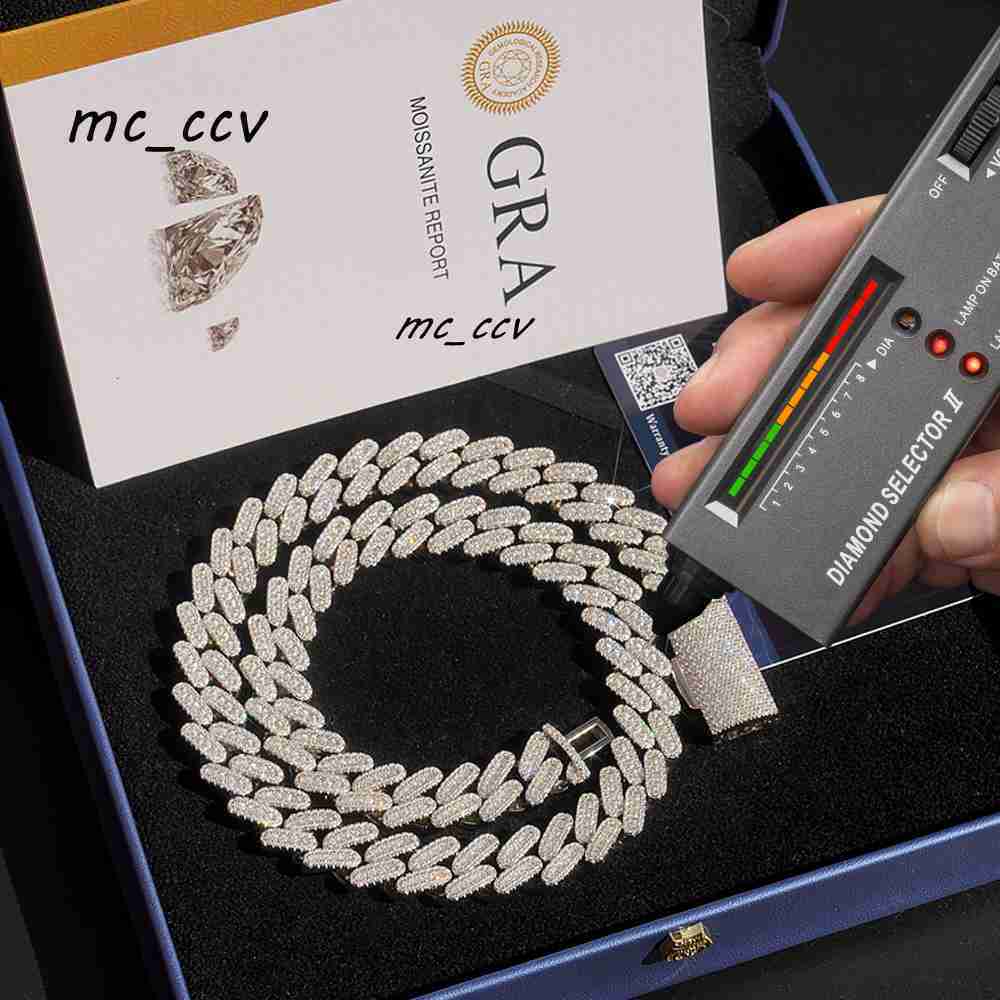 Wholesale Jewelry Factory in Panyu S925 Sterling Silver Prong Set Hip Hop Iced Out Vvs Moissanite Diamond Cuban Link Chain