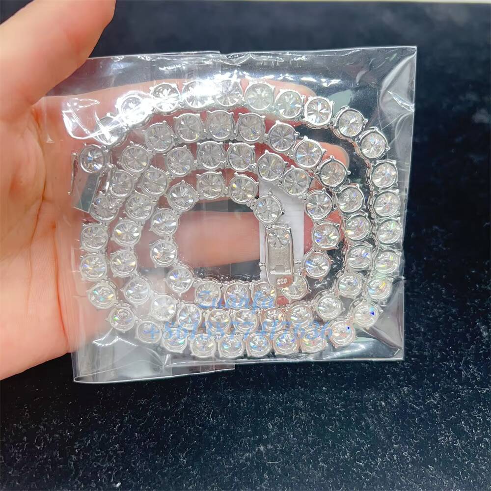 Wholesale Pass Diamond Tester 925 Silver Gold Plated Moissanite Diamond Bracelet Necklace 65mm 80mm VVS Moissanite Tennis Chai
