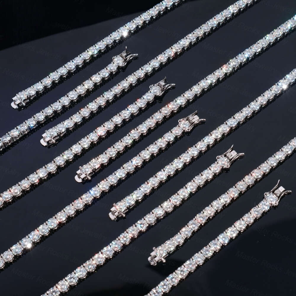 2mm 3mm 4mm 5mm Tennis Necklace Sier VVS Iced Out Hiphop Bling Moissanite Chain