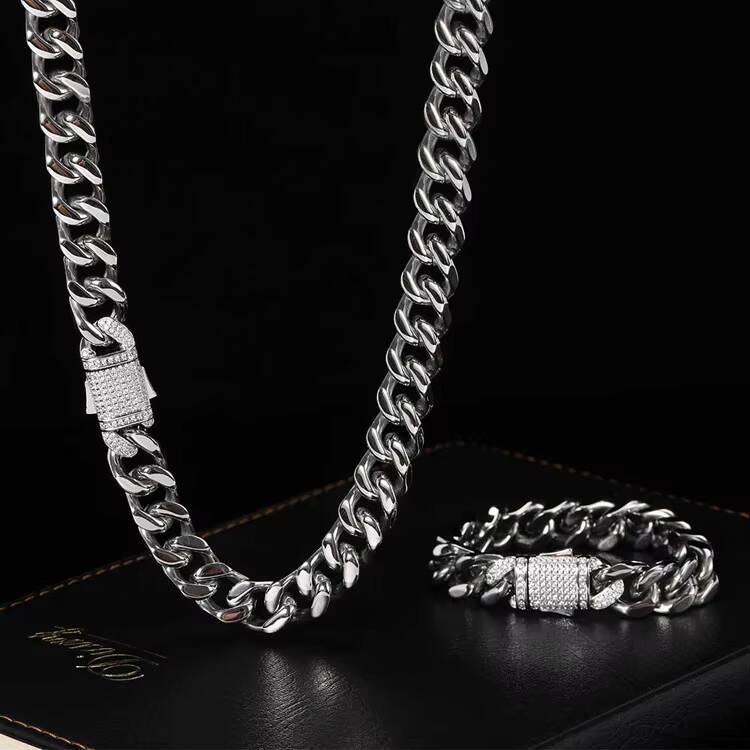GZYS JEWELRY Wholesale 10MM 12MM High Quality Mens Stainless Steel Gold Necklace Cuban Link Chain