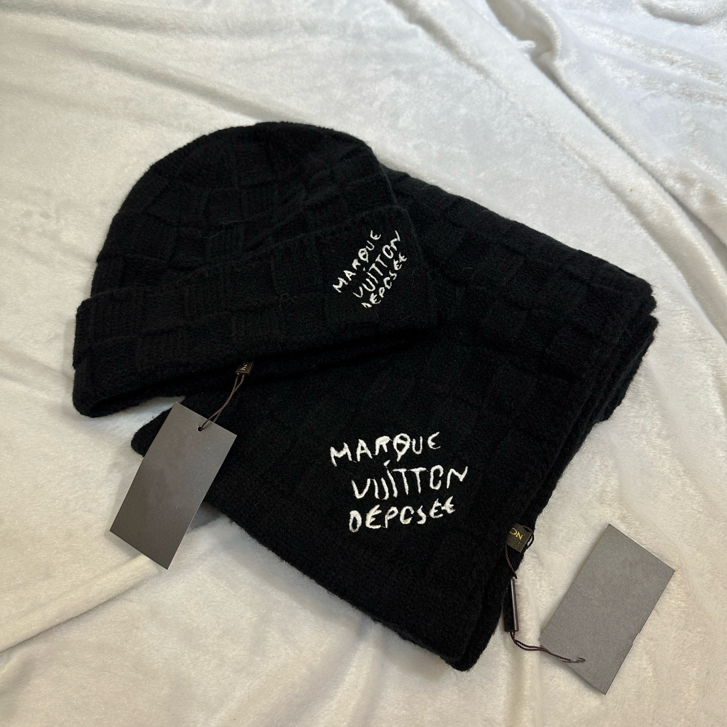 Women Cashmere Scarfs Autumn Winter knitted Scarf and Beanie Hat Set Warm Scarves Hat