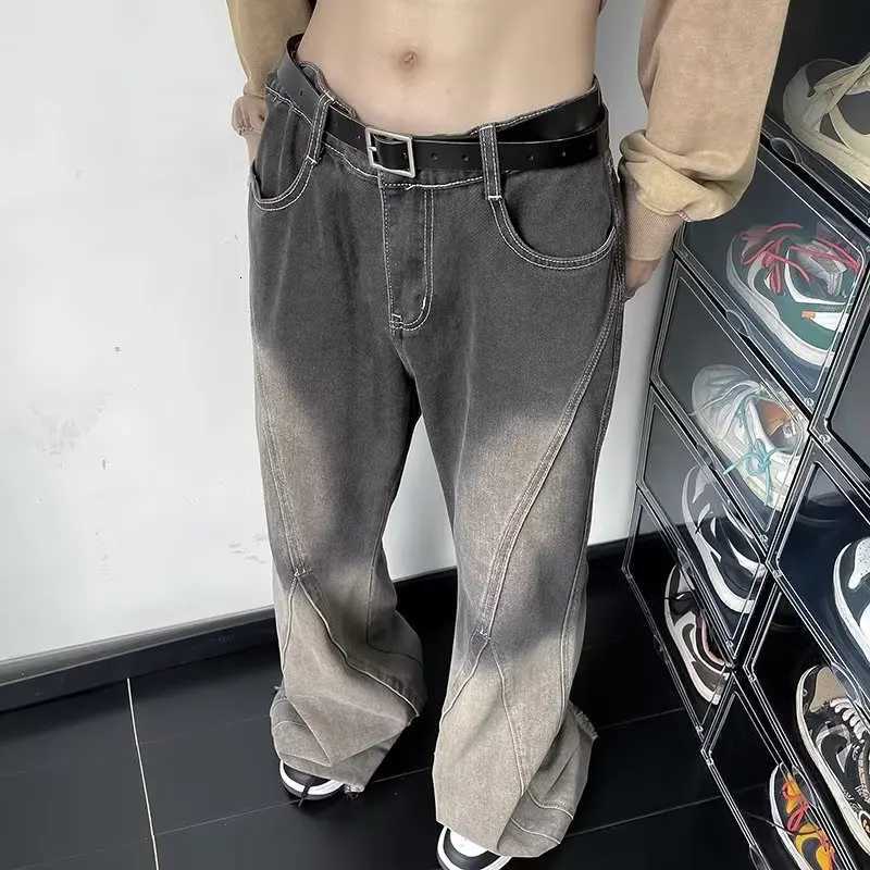 2023 Y2K Streetwear Vintage Grey Baggy Flare Jeans Pants For Men Clothing Loose Old Women Wide Leg Long Trousers Pantaloni Uomo W250905