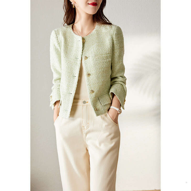 Wool Tweed And Coat New Autumn Short Candy Green Top Women's Spring Style B5