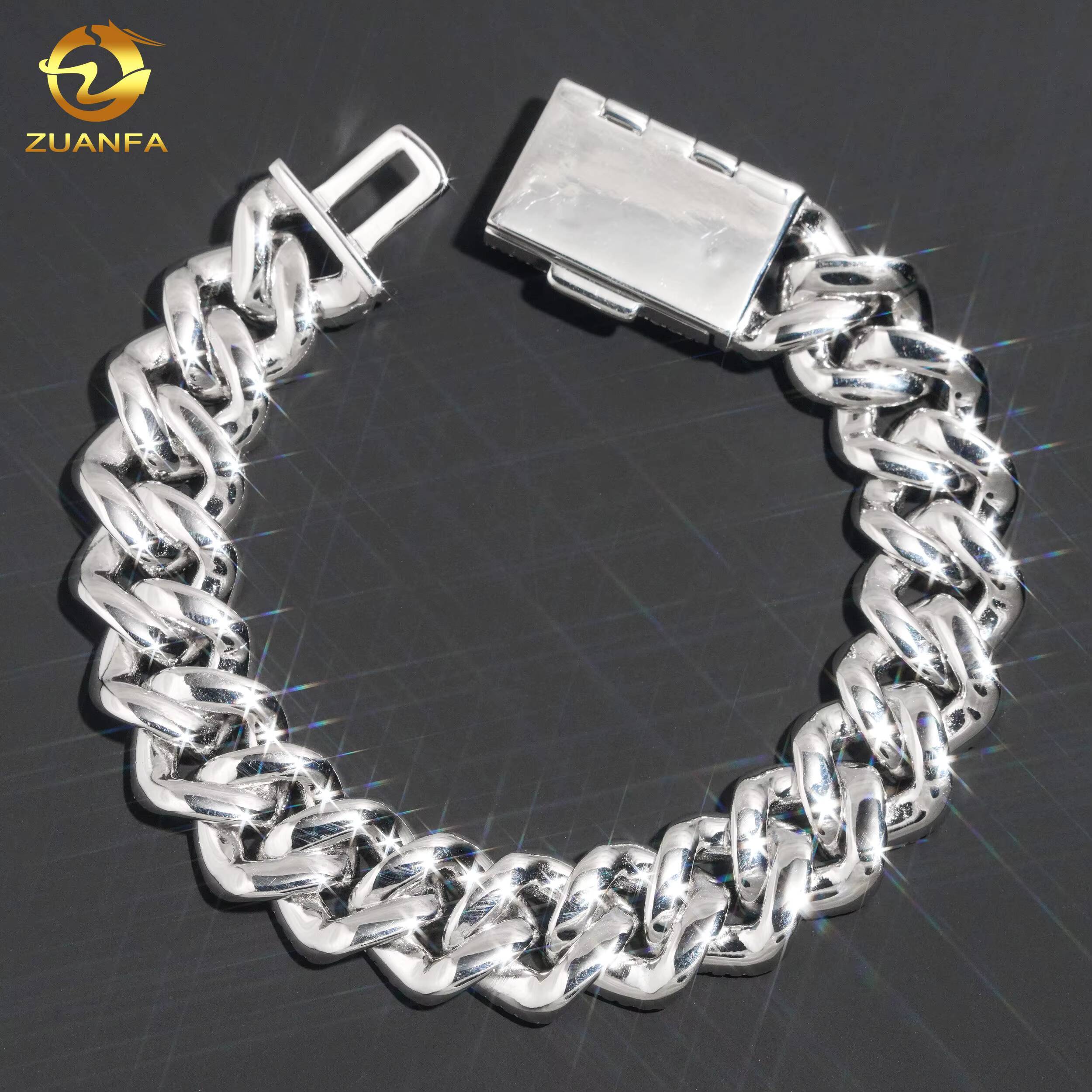 Wholesale 925 Sterling Silver VVS Moissanite Diamond Iced Out 16mm 3 Rows Diamond Cuban Link Chain Necklace Cuban Bracelet