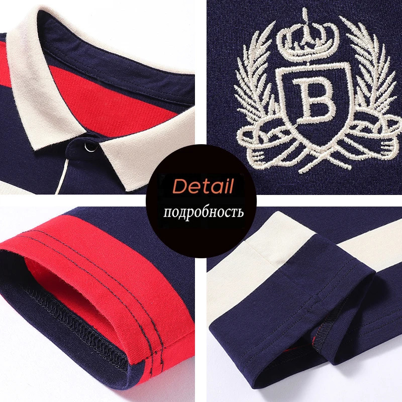 Spring Men Polo Shirt Cotton Long Sleeve Stripe Autumn y Casual Fashion Business Tshirts 250905