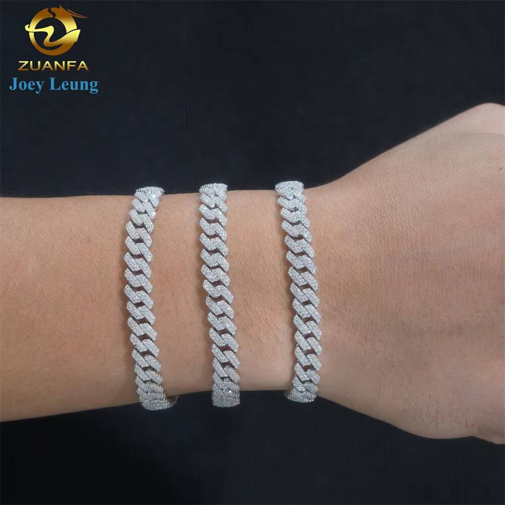 Ready to Ship Hot Selling Fine Jewelry 925 Sterling Silver Soft 8mm Iced Out NecklaceVVS Diamond Moissanite Cuban Link Chain