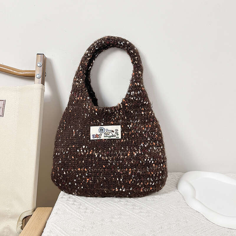 Small Tote New Color Dot Blended Knitted Handbag Korean Style Atmosphere Fashion Commuter Shoulder Bag