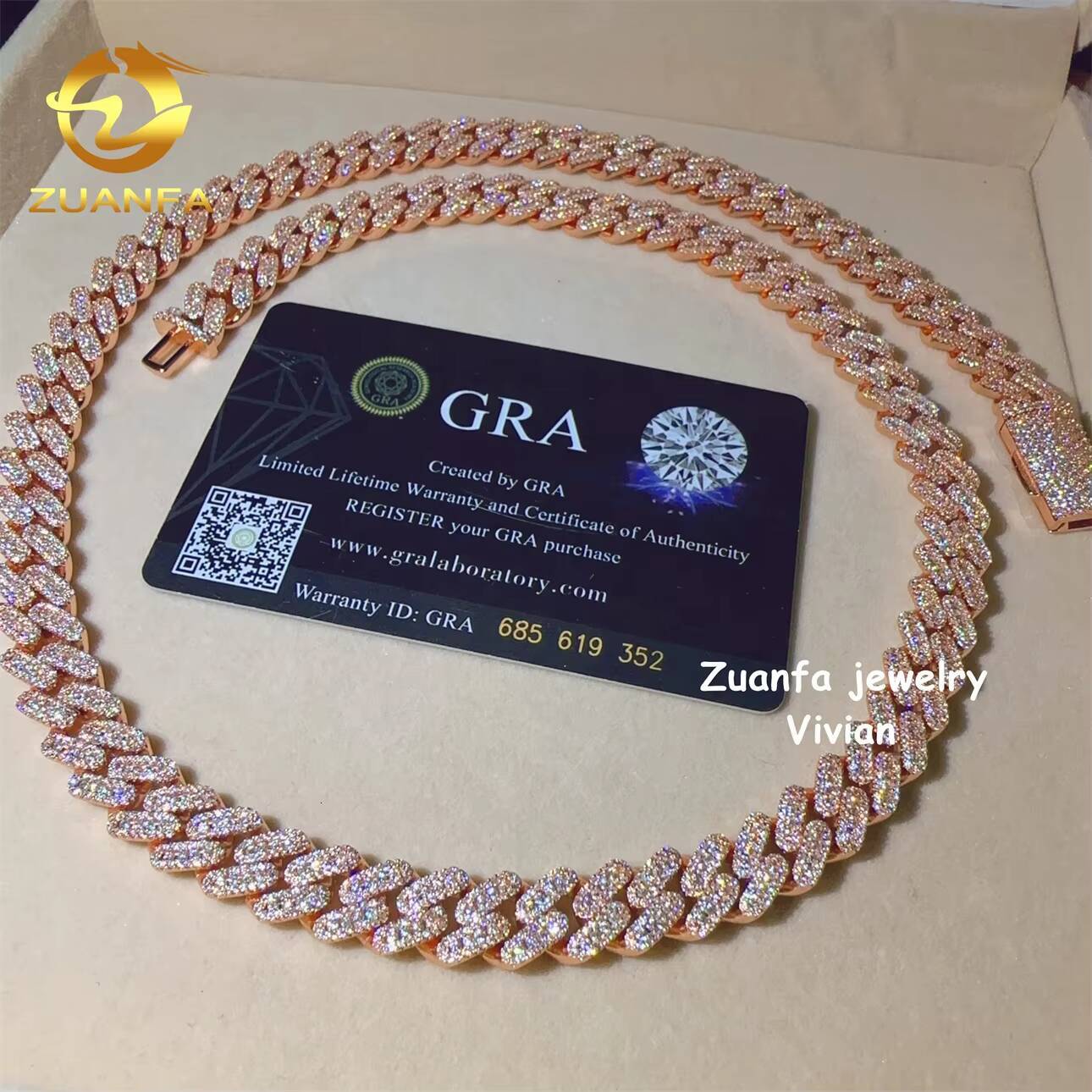 Hip Hop VVS Moissanite Diamond Fine Jewelry Miossanite Iced Out Necklace 10mm Miami Cuban Link Chain Necklace