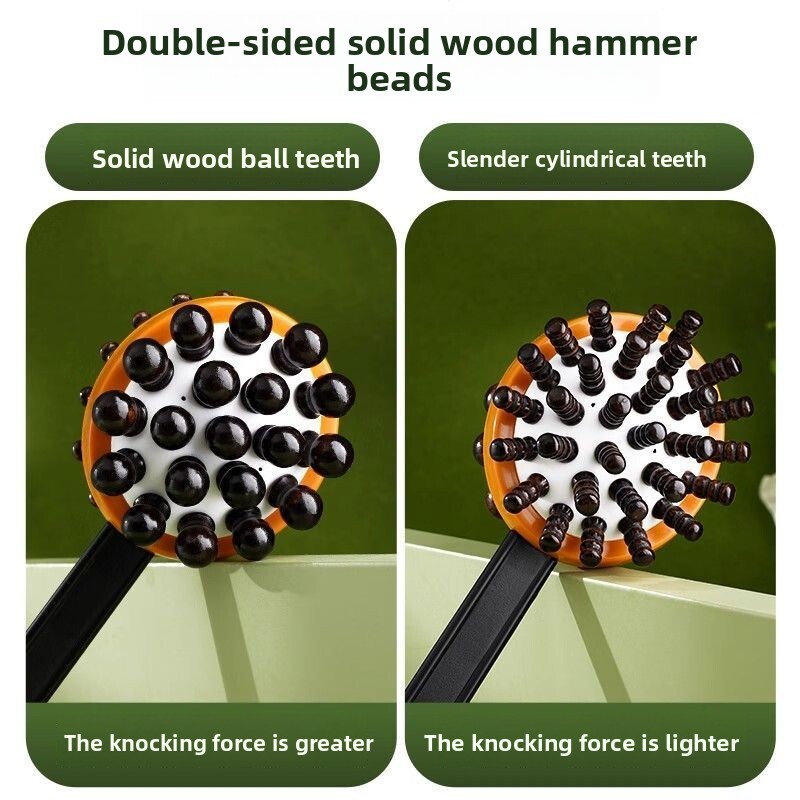 SDKH Artifact Retractable Meridian Tapping Stick Full Body Massage Back Hammer Double-Sided Solid Wood