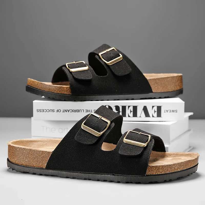 Mens Slippers Arch Support Slipon Suede Shoe Crestar Cork Footbed Arizona Sandals for Women Solid Color Double Button Slippers W250905