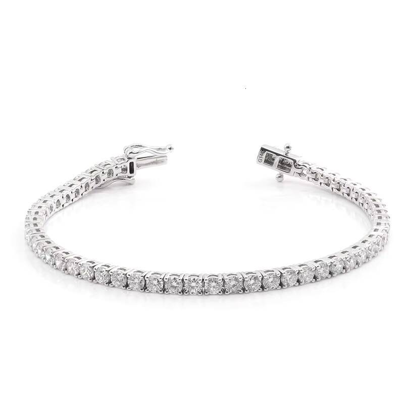 4mm Pass Test Ice Out Moissanite Silver 925 Jewelry Sterling Silver Bracelet D Color Moissanite Tennis Chain Iced Out Bracelet