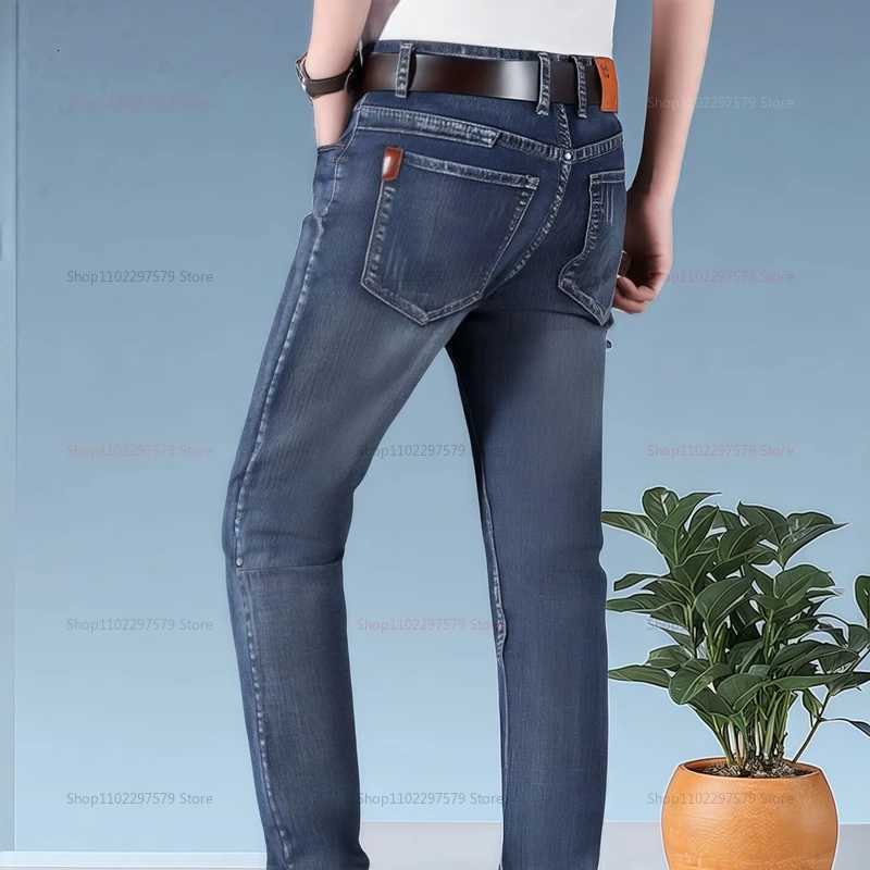 Mens Denim Pants Spring Casual Business Straight Fit Loose Elasticated Jeans Stylish Comfortable Pants for Work and Daily Wear W250905