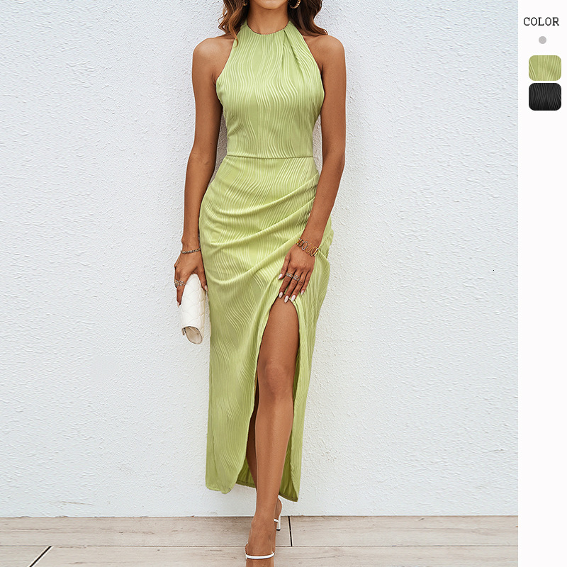 2025 Summer New Womens Dress HighEnd Halter Neck Slim Long Dress