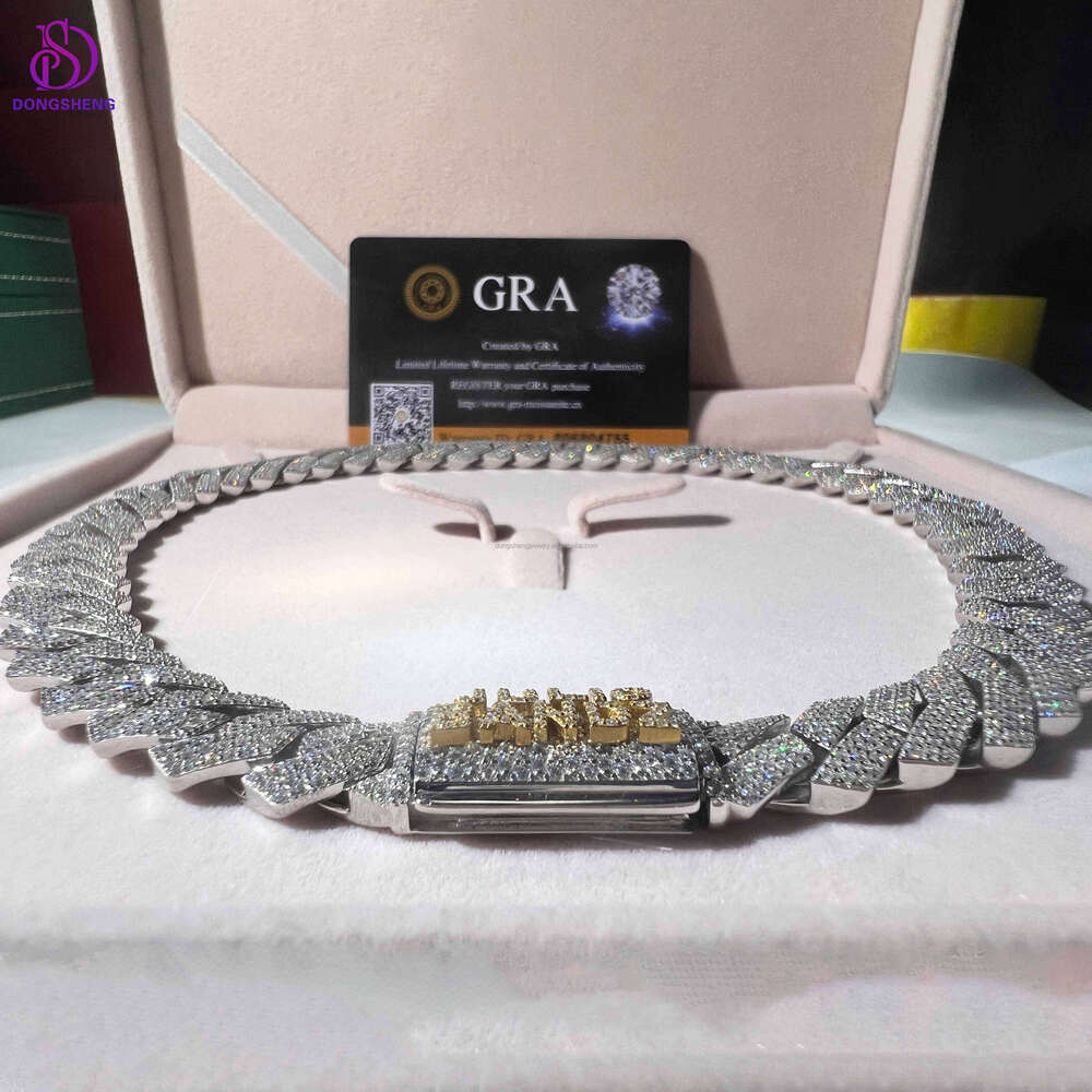 VVS Moissanite Cuban Link Chain Fashion Jewelry Necklace Hip Hop Iced Out High Quality Sterling Sier 13mm 14mm 15mm 1pcs