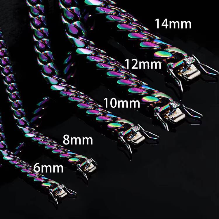 GZYS JEWELRY Wholesale High Quality Custom Colored Multi Gold Plated Stainless Steel Cuban Link Chain Necklace Set