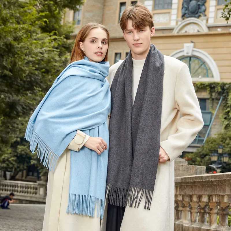 Classic Simple Solid Wool Blend Scarf Women Men Fall Winter High Quality Woolen Shl Thick Warm Tassel Muffler Female Male WrXJ250905