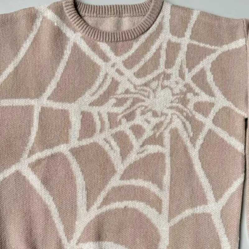 Trend Streetwear Spider Web Pattern Fashion Loosefit Male Clothing Top Sweatshirt Streetwear Popular Pullover for Autumn Winter Z250905
