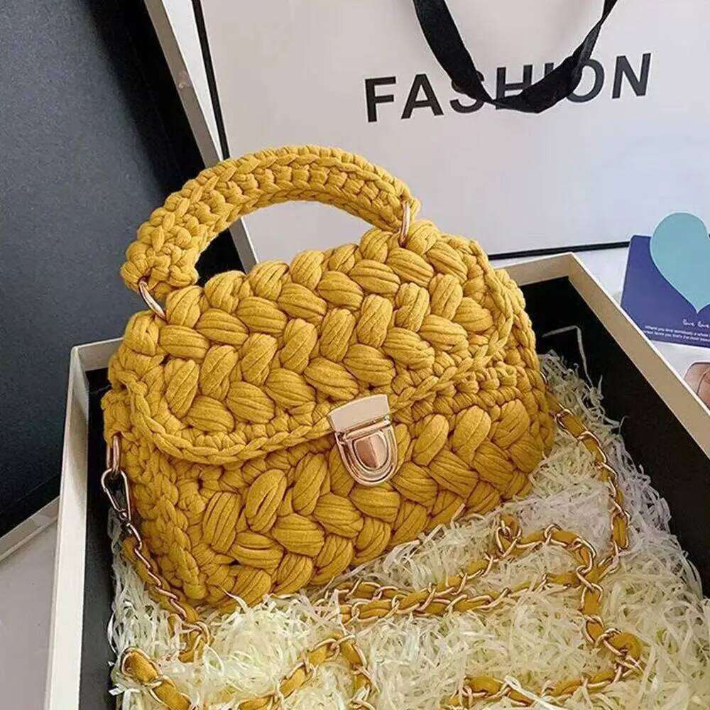 Stylish Handmade Knitted Texture Bohemian Rope Woven Handbag Casual Style DIY Messenger Bag Daily Use