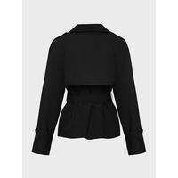 Trendy Solid Color Notch Lapel Double Breasted Long Sleeve Trench Coat
