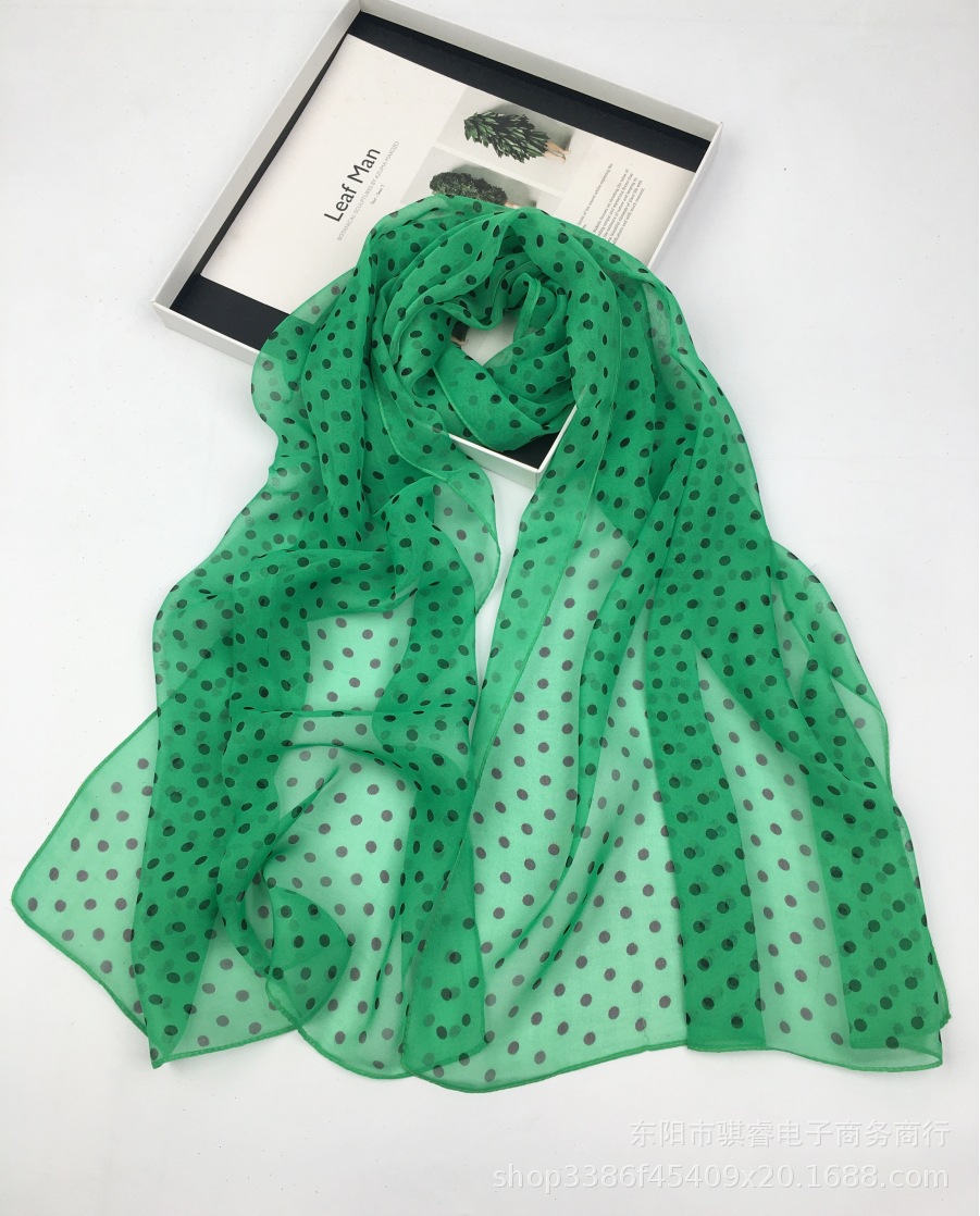 K1817 Korean imported georgette fabric spring and autumn women's printed silk scarf fashionable temperament niche tail