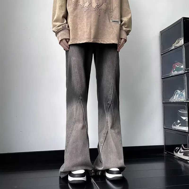 2023 Y2K Streetwear Vintage Grey Baggy Flare Jeans Pants For Men Clothing Loose Old Women Wide Leg Long Trousers Pantaloni Uomo W250905