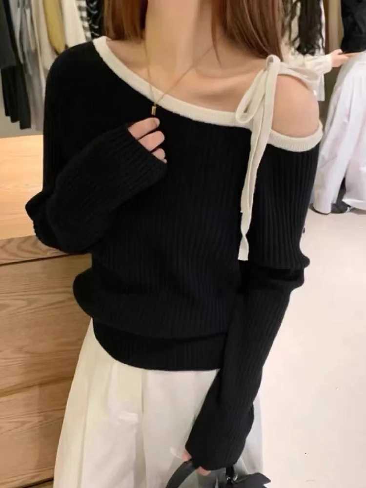Autumn Winter Casual Long Sleeve Womens Knit Pullovers New Fashion Women Knitted Top Offshoulder Sweater Elegant Z250905