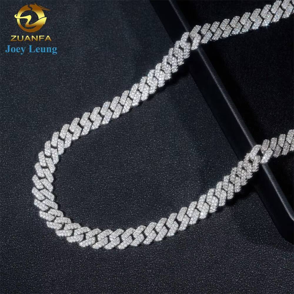 Ready to Ship Hot Selling Fine Jewelry 925 Sterling Silver Soft 8mm Iced Out NecklaceVVS Diamond Moissanite Cuban Link Chain