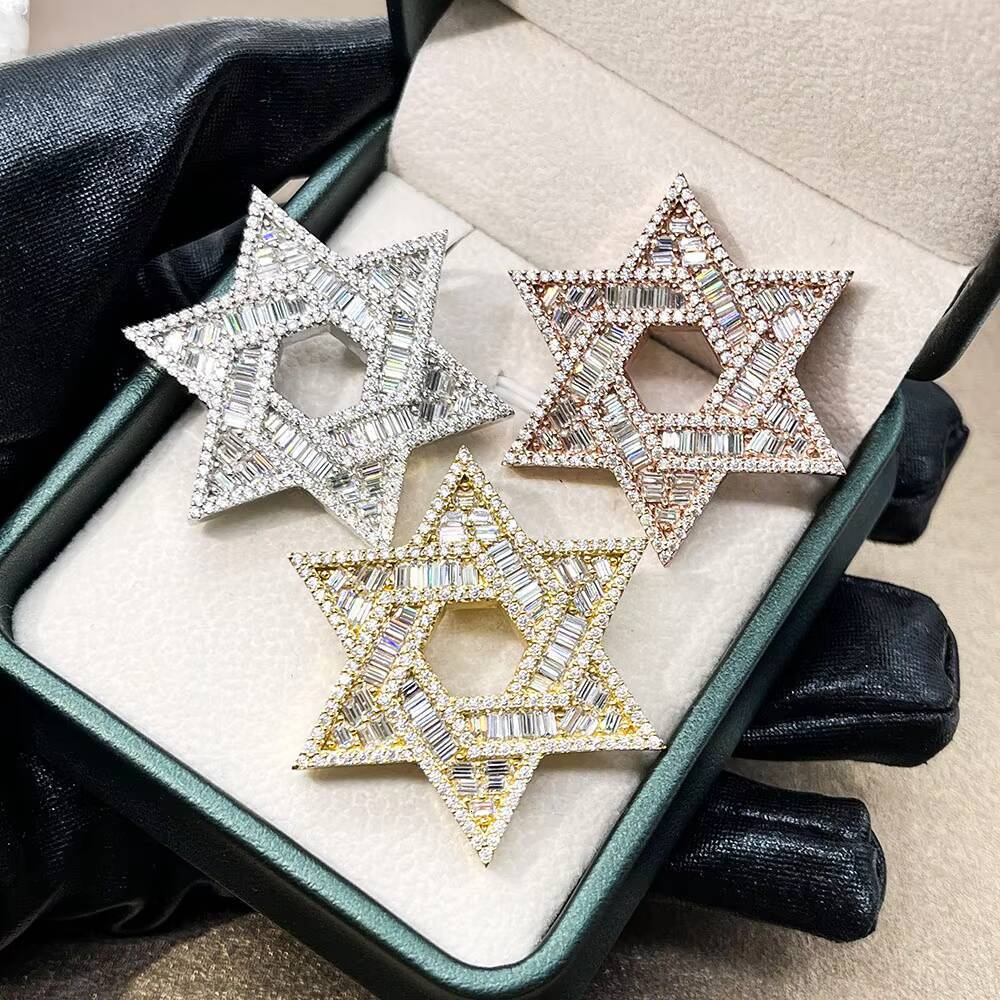 Hip Hop Jewelry Pass Diamond Tester VVSmoissanite Diamond Moissanite Pendant Necklace 925silver Pendant for Menwomen