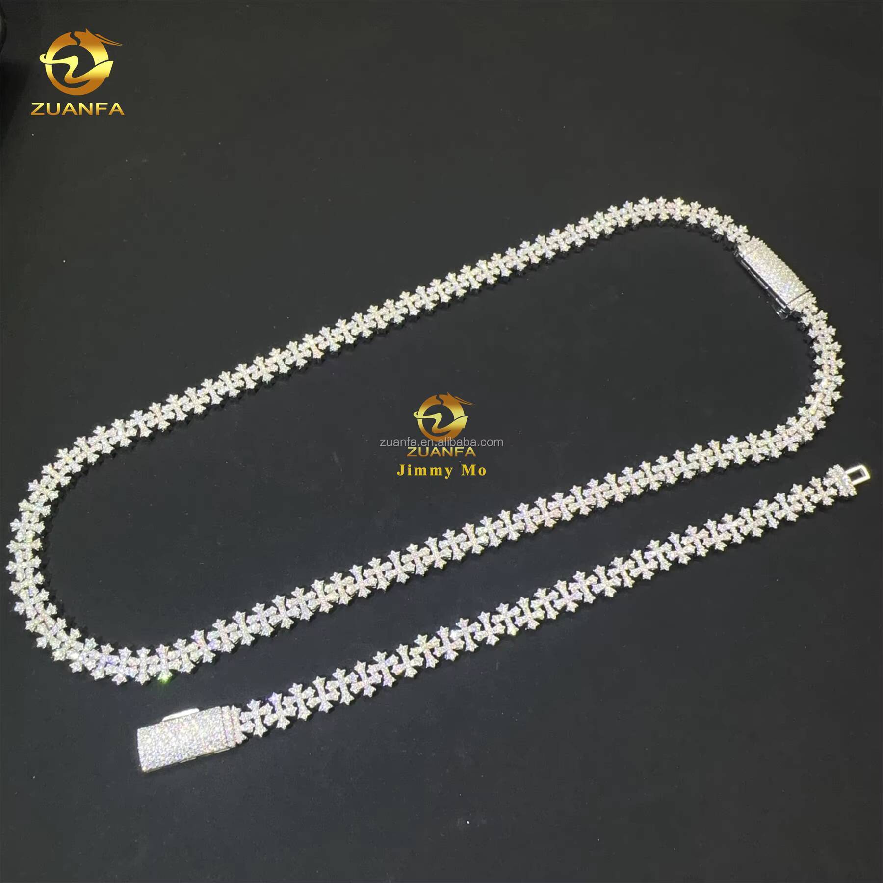 New Design Fashion Pass Tester 925 Solid Silver Cross Shape Iced Out Hip Hop VVS1 Moissanite Cuban Link Chain Bracelets