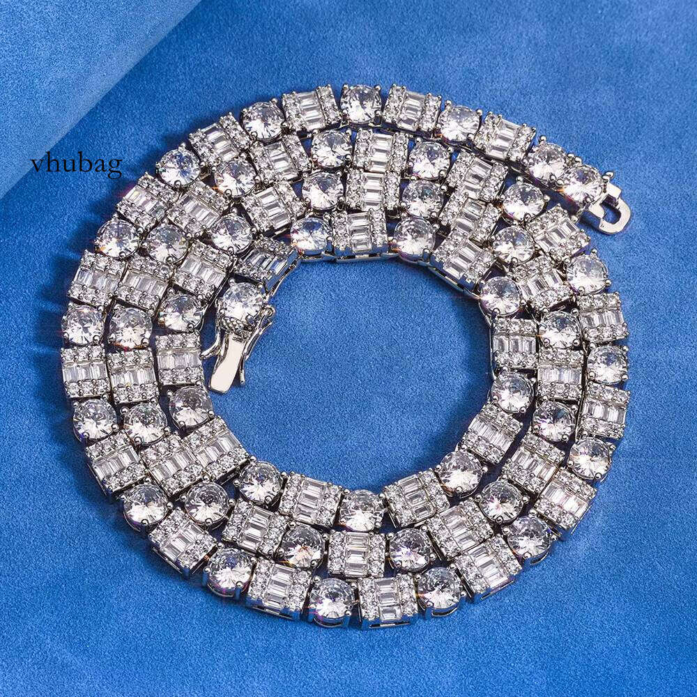 European American Cross-border Advanced Hip Hop Jewelry Men's 6.5mm Square Mixed Zircon Tennis Chain Fashion Chains Necklace