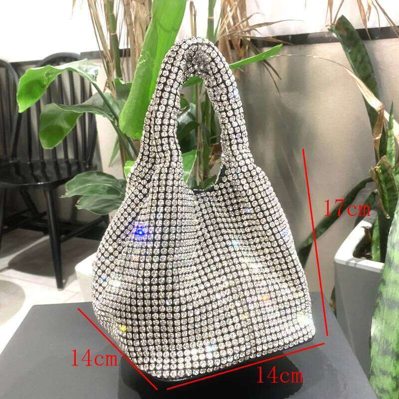 Designer Bags 2025 Shiny Crystal Clutch Purse Bucket Shoulder Bag Rhinestone Handmade Purses And Handbags Designer Evening Clutch Bag Purse Luxury Bag