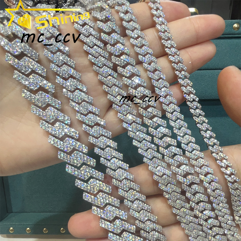 Iced Out Moissanite Cuban Link Chain 925 Sterling Silver 18k Gold Plated Pass Diamond Tester Vvs Moissanite Men Bracelets