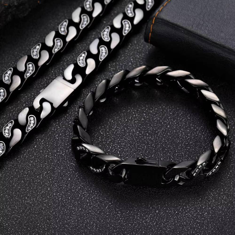 GZYS JEWELRY Waterproof Stainless Steel Iced Out Moissanite Cuban Link Chain Men Necklace 12MM