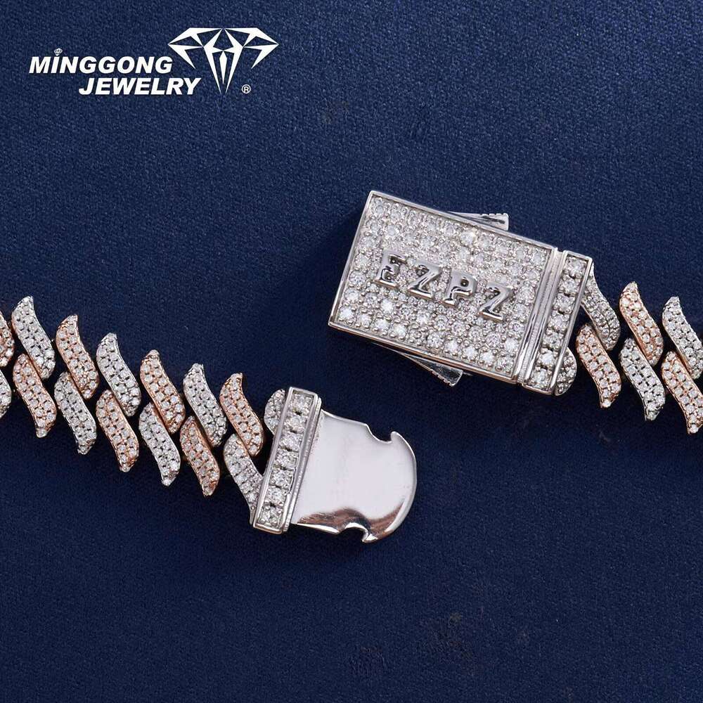 Factory-Made S Moissanite Necklace 12mm Thick with Spiked Laurel Cuban Chain Passes Dia Test Hiphop Style for Men Women