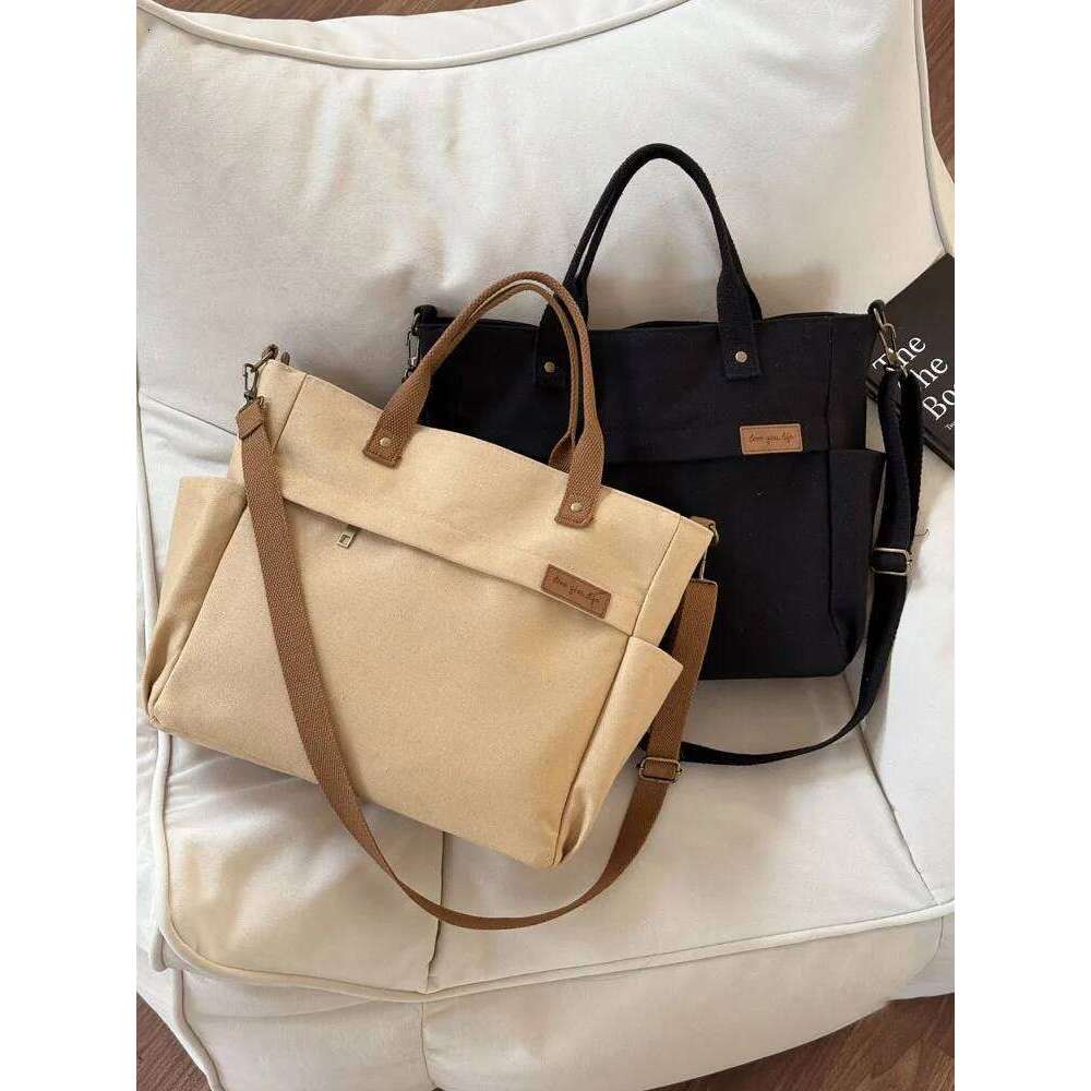 Hylhexyr Cloth Handbag Thickened Canvas Shoulder Bag Simple Commuter Student Handheld Crossbody Tote Bags With ZipperTravel storage fitness bag